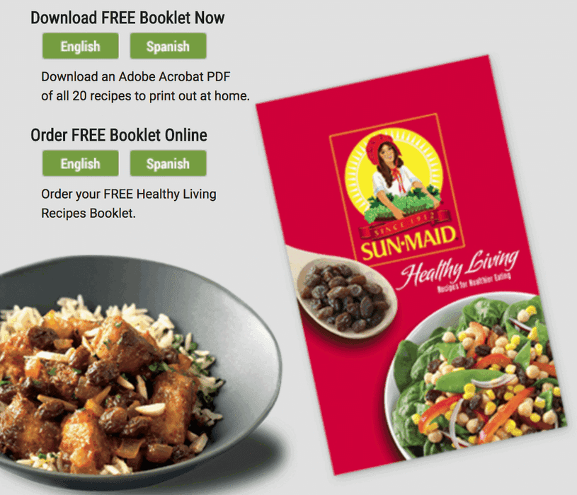 Free Copy Of Sun-Maid Recipe Booklet.