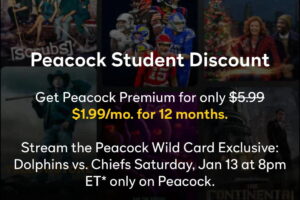 Student Discount, Peacock