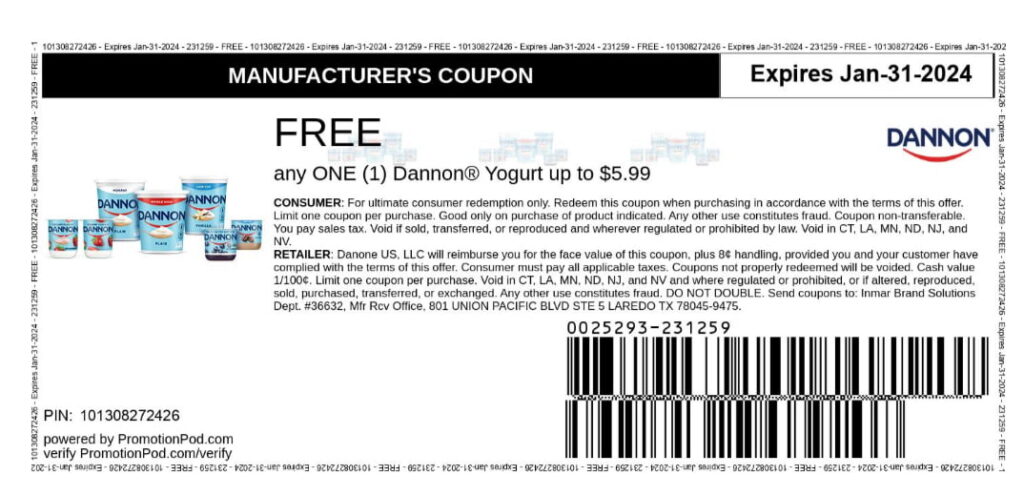 Free Dannon Yogurt (1 Free Product, You Choose!) – Topsave