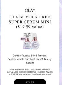 Run!! Free Olay Super Serum Mini ($19.99 Value) + Free Shipping 2025