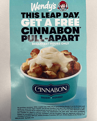 Free Wendy’s Cinnabon Pull-Apart During Breakfast Hours (Today Only) – Topsave