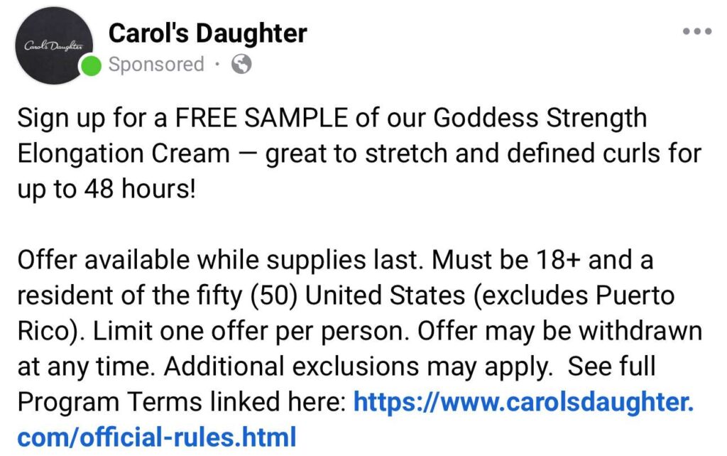 Free Sample Goddess Strength Elongation Cream (Working In 2025)