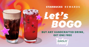 Starbucks: Bogo Handcrafted Drinks (Today– 12-6 Pm) (Working In 2025)