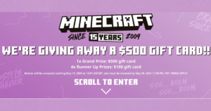 Minecraft Shop 15Th Anniversary Sweepstakes 2025