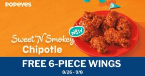 Get A Free 6-Piece Wings At Popeyes With $10 Purchase! (Working In 2025)