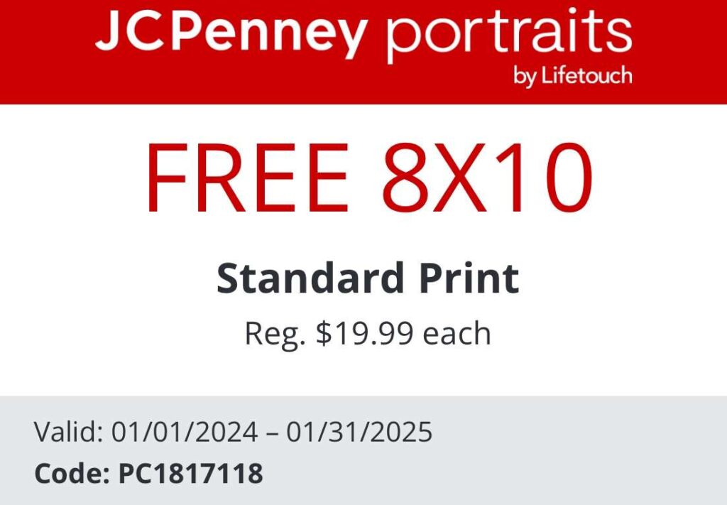 Free 8X10 Print At Jcpenney Portrait Studio! (Reg. $19.99) (Working In 2025)