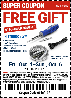 Free Gift At Harbor Freight With Coupon Code – Ends October 6! – Topsave