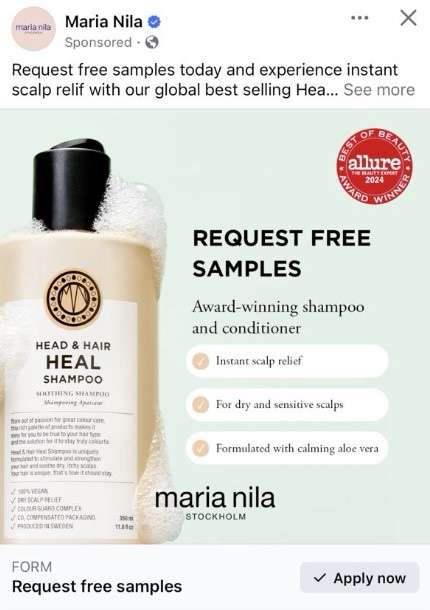 Free Sample Of Maria Nila Head And Hair Heal Shampoo – Topsave