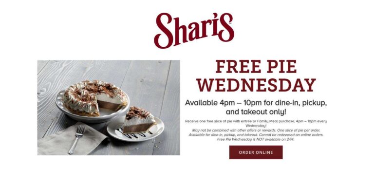 Free Pie Wednesday At Shari'S Restaurant (Working In 2025)