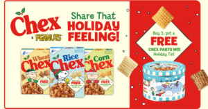 Free Chex X Peanuts Chex Party Mix Holiday Tin! (Working In 2025)