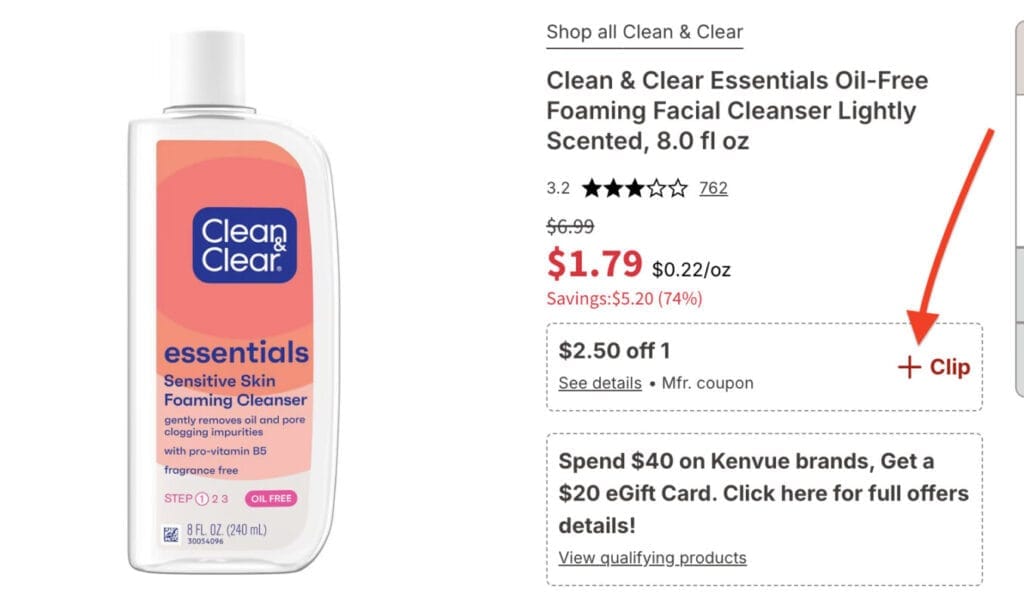 FREE Clean & Clear Oil-Free Foaming Facial Cleanser at Walgreens 2 Screenshot 2024 12 16 at 2.12.44 PM