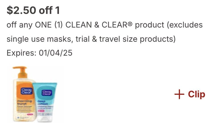 FREE Clean & Clear Oil-Free Foaming Facial Cleanser at Walgreens 3 Screenshot 2024 12 16 at 2.14.29 PM