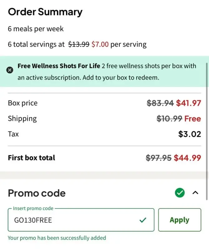 $130 off on first 6 boxes + first box ships free at Factor