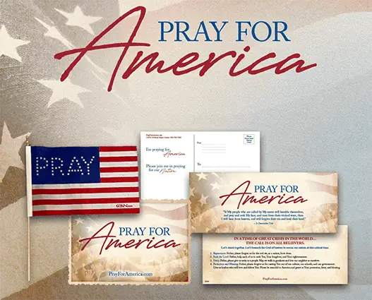 Free “Pray” American Flag, Window Cling, and Postcard – Includes Free Shipping