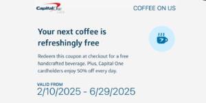 Free Handcrafted Beverage At Capital One Café (Digital Coupon) – Topsave