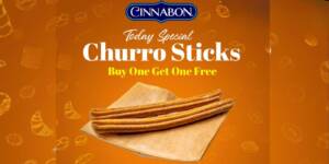 Buy One, Get One Free Churros At Cinnabon – Now Through Feb. 14! 2025