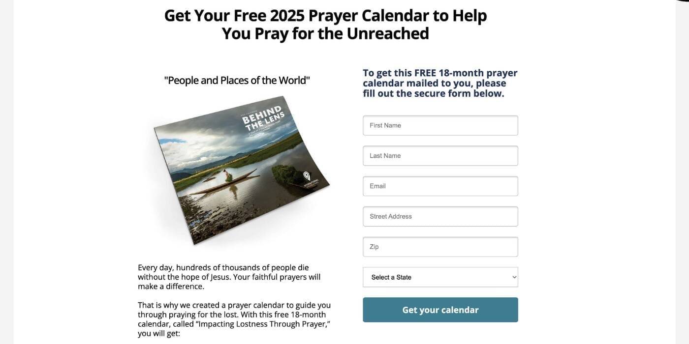 FREE 18-Month Prayer Calendar from International Mission Board – TopSave