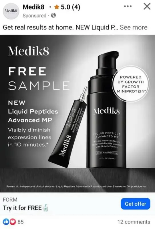 Free Medik8 Liquid Peptides Advanced MP Face Serum Sample