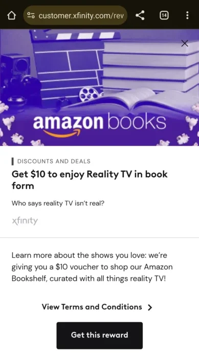 Free $10 Amazon Bookshelf Credit For Xfinity Rewards Members