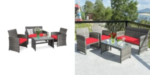 Costway 4 Piece Patio Rattan Conversation Set – Now 134.99 Save 224.01