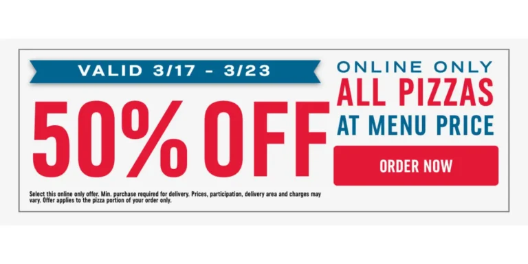 Domino’s Pizza – 50% Off All Menu-Priced Pizzas Ordered Online (March 17–23) 2025