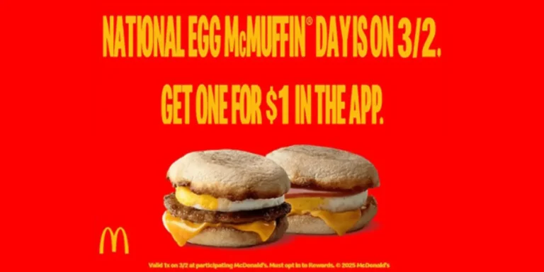 $1 Egg Mcmuffin Or Sausage Mcmuffin With Egg At Mcdonald’s – March 2 Only