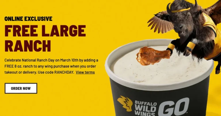 Free Large Ranch At Buffalo Wild Wings – National Ranch Day Deal