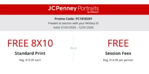 Free 8X10 Standard Print At Jcpenney Portraits For Military Members 2025