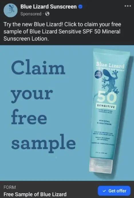 Possible FREE Blue Lizard Sensitive Mineral Sunscreen Lotion Sample 2 free blue lizard sunscreen sample by mail
