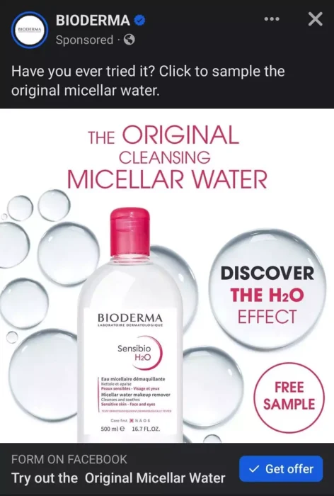 Possible FREE Bioderma Sensibio H2O Micellar Water Sample 2 Bioderma Micellar Water sample ad facebook.jpg