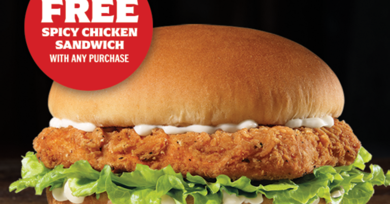 Carl s Jr Free Spicy Chicken Sandwich with any purchase