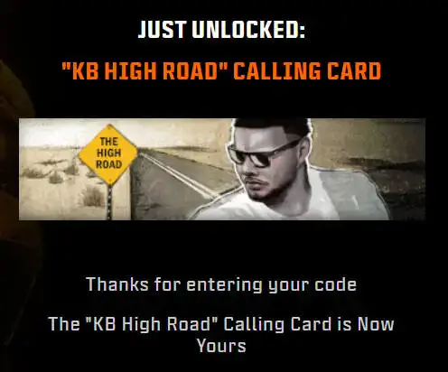 FREE Call of Duty Kane Brown "KB High Road" Calling Card – Black Ops 6