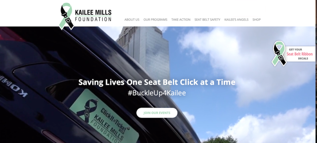 Free Seat Belt Safety Decal from the Kailee Mills Foundation 2 Kailee Foundation