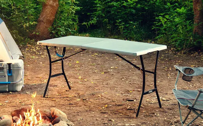Lifetime 5 Foot Rectangle Fold in Half Table in the Woods
