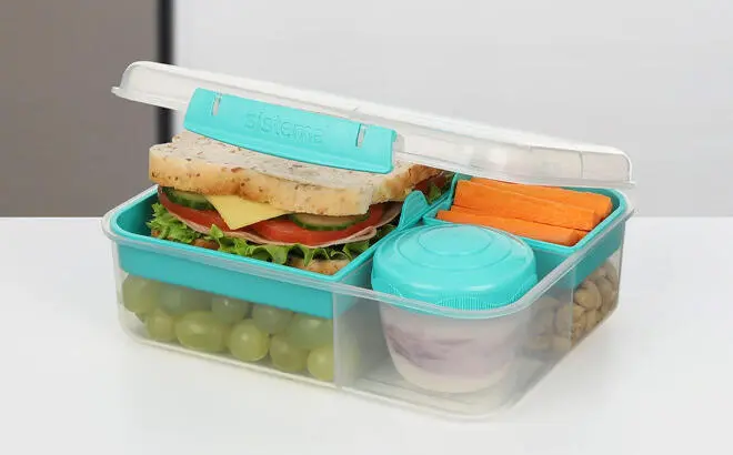 Opened Lunch Box on a Tabletop