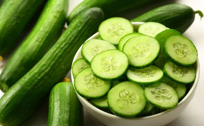 Sliced Cucumber in a Bowl