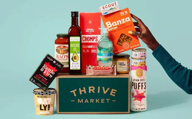 Thrive Market Box With Groceries on Top