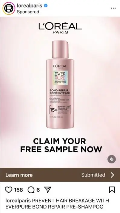 Possible FREE L’Oréal Everpure Bond Strengthening Pre-Shampoo Treatment Samples 2 free sample loreal everpure preshampoo treatment