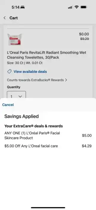 FREE 30ct L'Oreal RevitaLift Makeup Removing Wipes for Select CVS ExtraCare Members