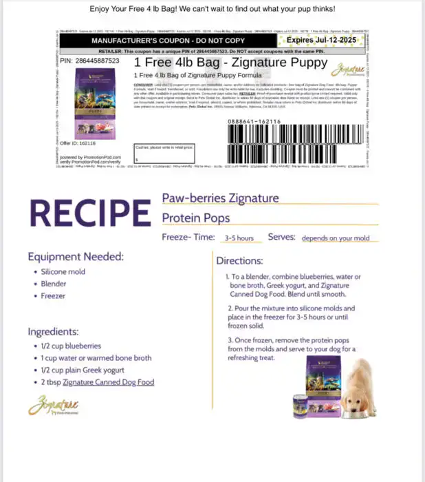 Snag a FREE 4lb Bag of Zignature Dog Food!