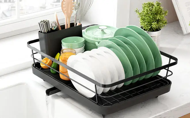 Kitsure Dish Drying Rack on a Kitchen Countertop