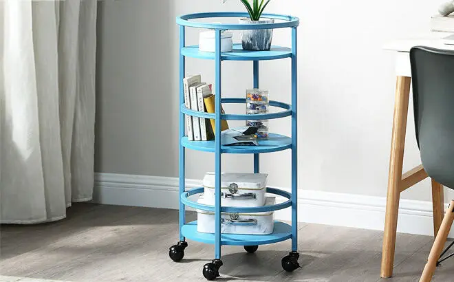 Mainstays 32 Inch 3 Tier Rolling Round Kitchen Bar Storage Cart