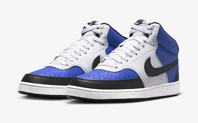Nike Mens Court Vision Mid Next Nature Casual Sneakers in Game Royal and Black Colors