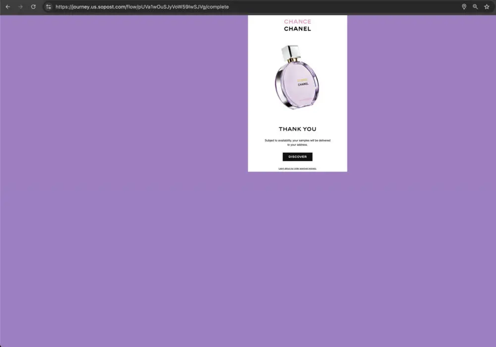 RUN! Free Chanel Chance Eau Splendide Eau De Parfum Sample 2 Screenshot 2025 06 11 at 12.57.42 AM