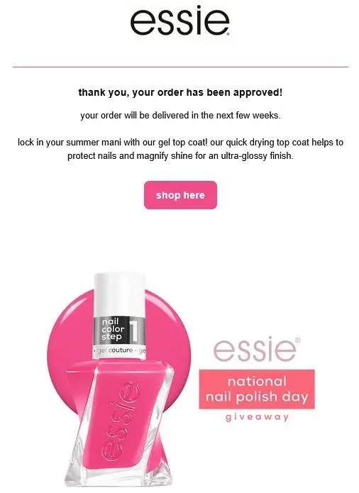 free gel by essie confirmation