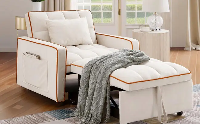 Dinosisco 3 in 1 Convertible Chair Bed in beige