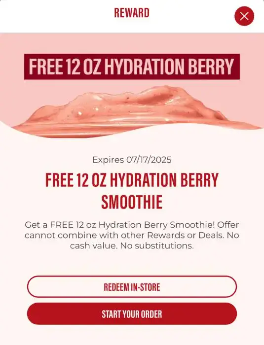 Get a Free 12 Oz Hydration Berry Smoothie at Smoothie King Today!