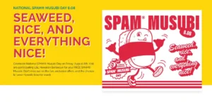 L L Hawaiian Barbecue National Spam Musubi Day