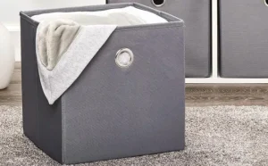 Mainstays Collapsible Fabric Cube Storage Bin in Grey Color