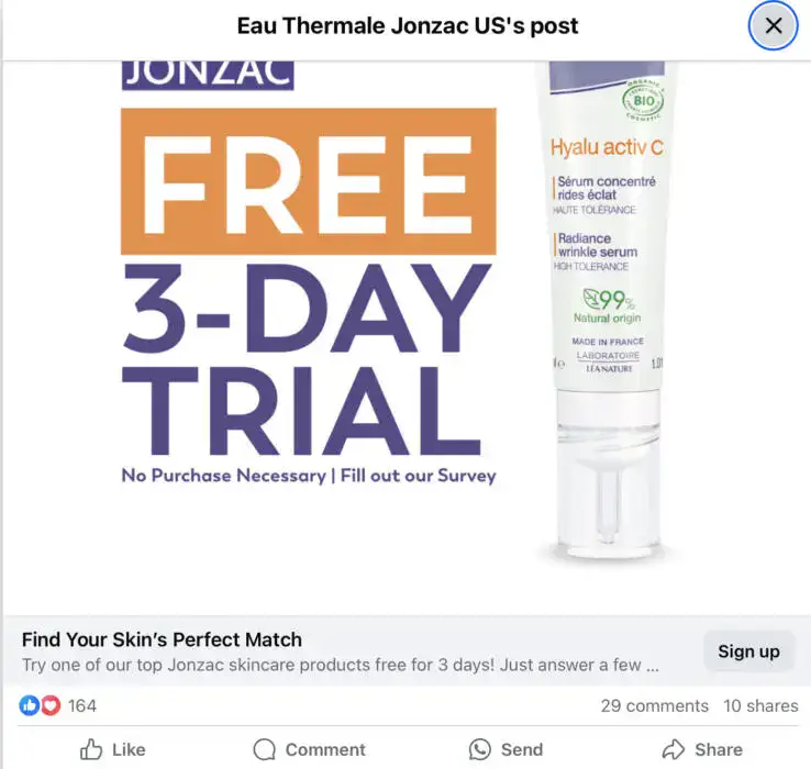 FREE Eau Thermale Jonzac Skincare Sample – Your Choice of 3 Products